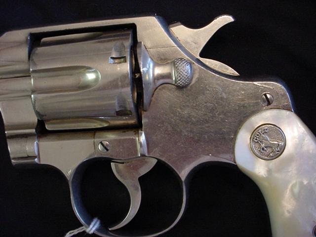 Colt Official Police 38 Nickel 6 Inch Bbl Pearl Grips For Sale At