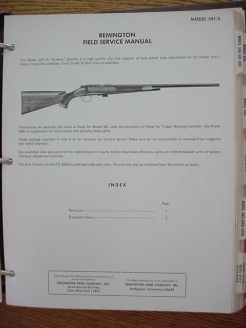 Remington S Original Service Manual Rifle
