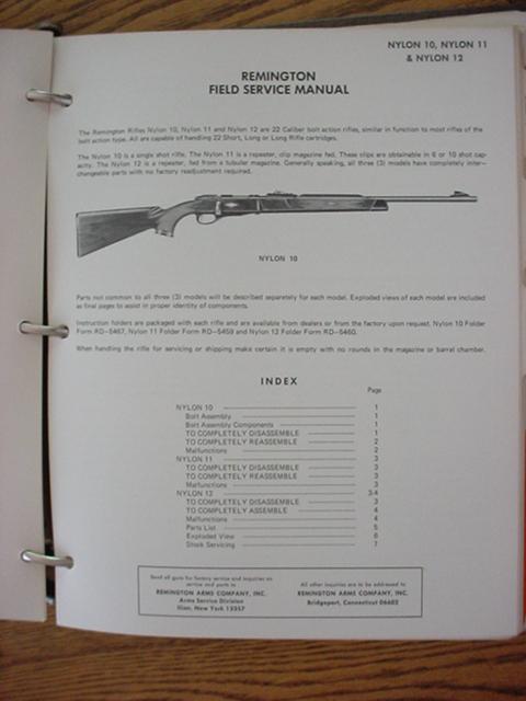 Remington NYLON 10 11 12 Service Manual ORIGINAL
