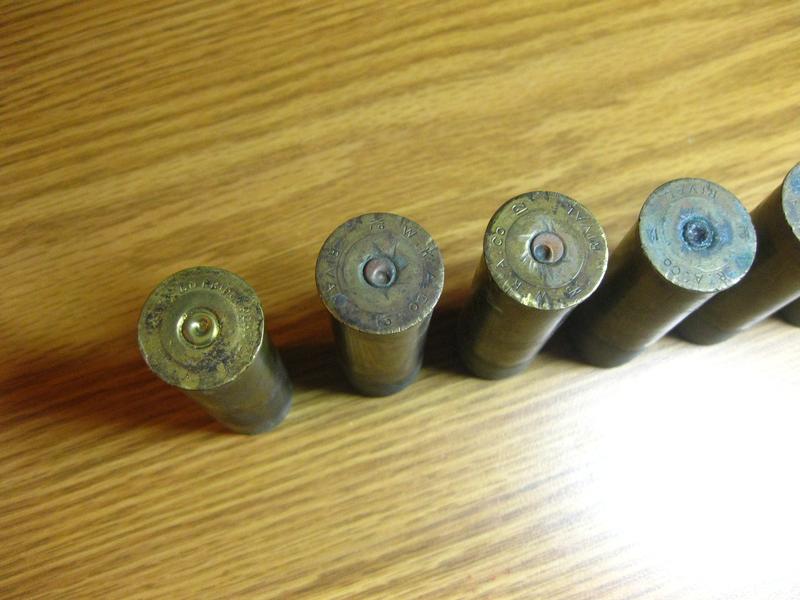 6 Antique Brass 12 Gauge Shotgun Shells For Sale At