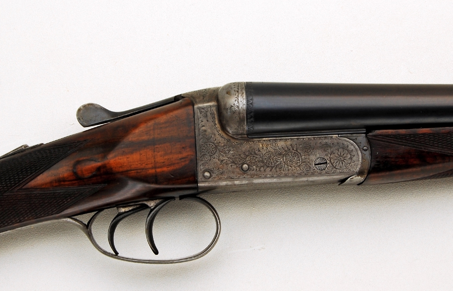 THOMAS WILD 12 GAUGE 2-3/4 INCH CHAMBER DOUBLE BARREL SHOTGUN & CASE C ...