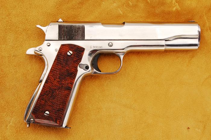 COLT- MODEL 1911 US ARMY CAL 45 ACP SEMI - AUTO PISTOL- C&R OK NICKEL