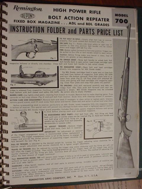 REmington 700 ORIGINAL Instruction Manual & parts