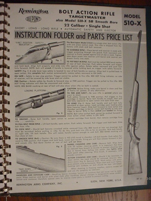 Remington 510-X .22 ORIGINAL instruction manual