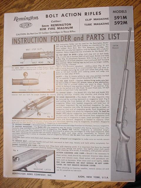 Remington 591m 592m Instruction Manual Original For Sale at GunAuction ...