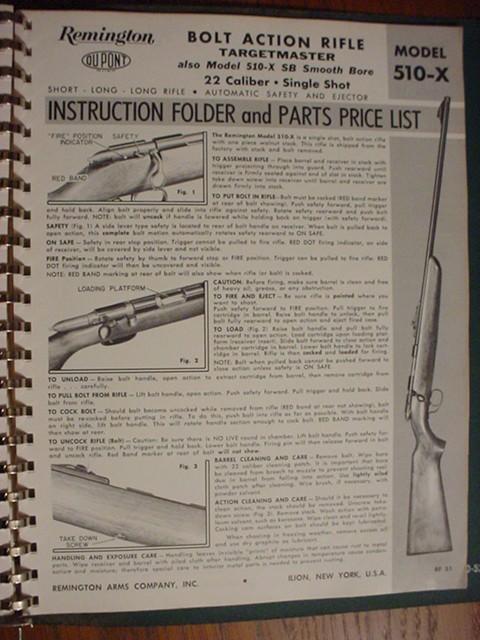 Remington 510 .22 Original Instruction Manual For Sale at GunAuction ...