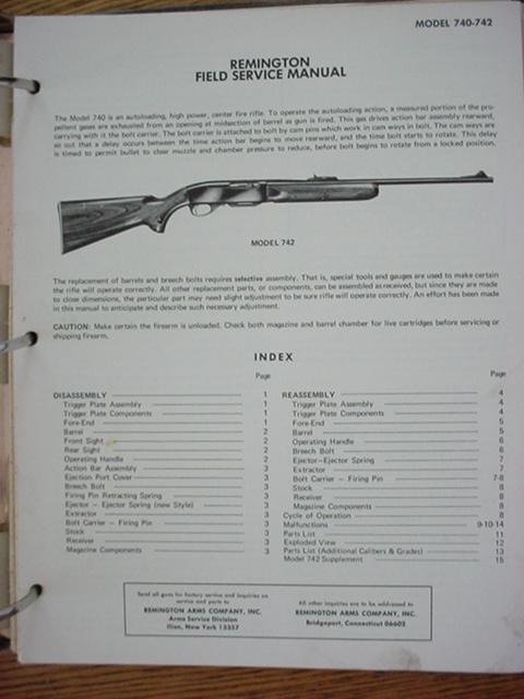 Remington 740 742 Service Manual ORIGINAL rifle