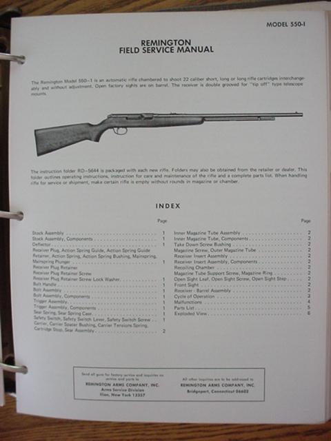 Remington 550 1 Service Manual Original 22 Rifle For Sale At Gunauction Com