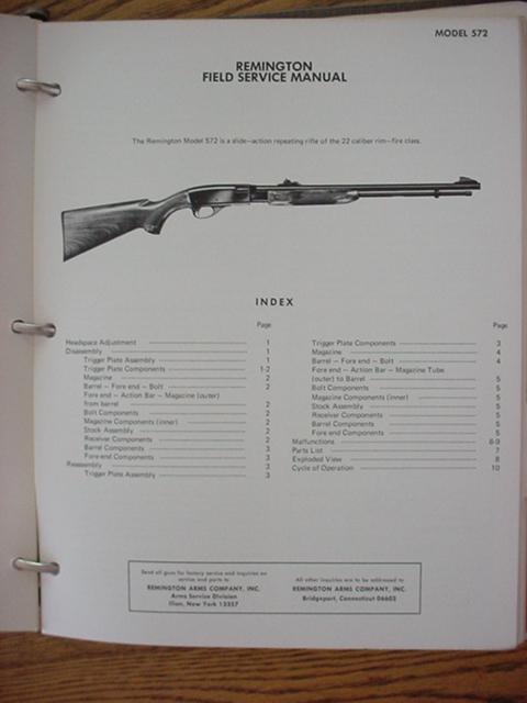 Remington 572 Service Manual ORIGINAL .22 rifle