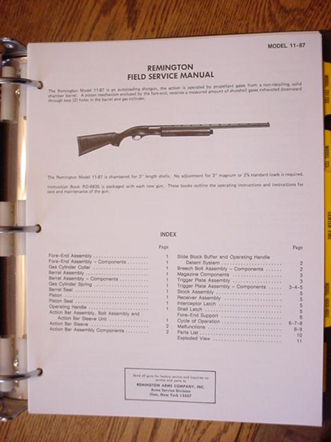 Remington 11-87 ORIGINAL service manual shotgun