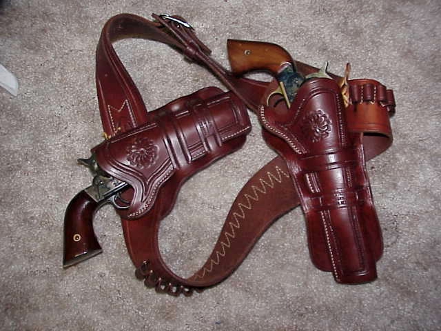 Navy Arms Army & EMF Outlaw 1875 Remington Revolvers w/Holsters & Belt ...