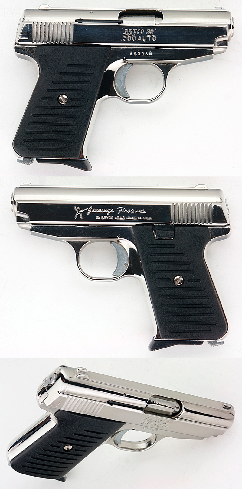 BRYCO ARMS (JENNINGS) MODEL J38 SEMI-AUTO PISTOL 380 ACP BRIGHT CHROME ...