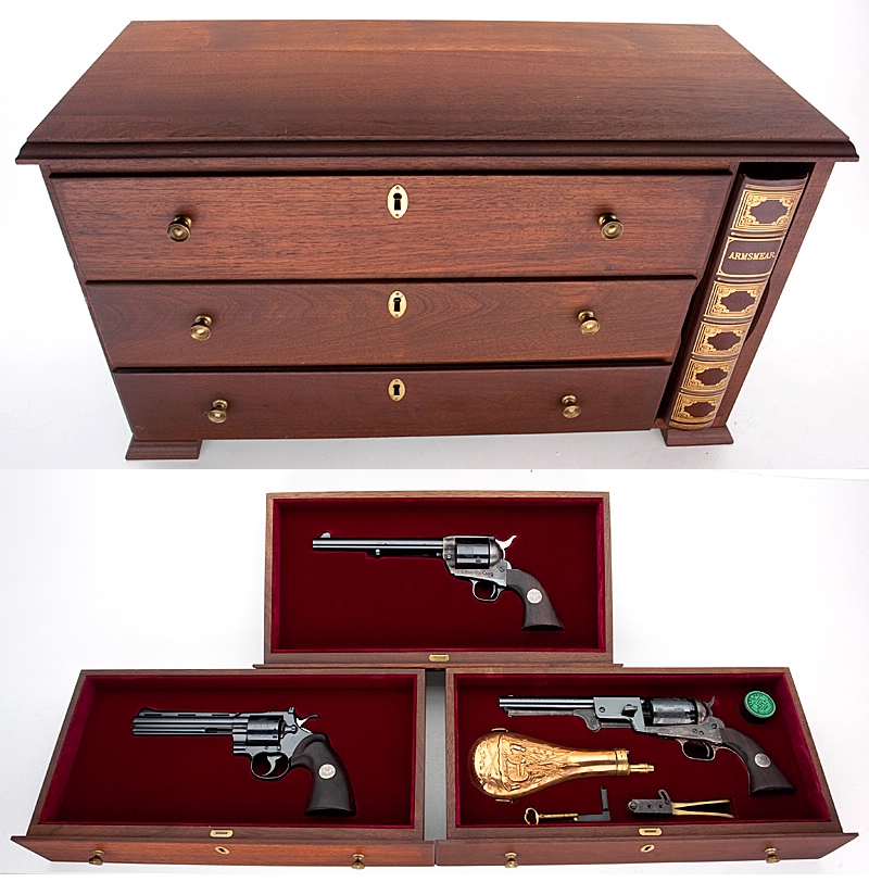 COLT U.S. BICENTENNIAL THREE REVOLVER SET PYTHON, SAA, DRAGOON W ...
