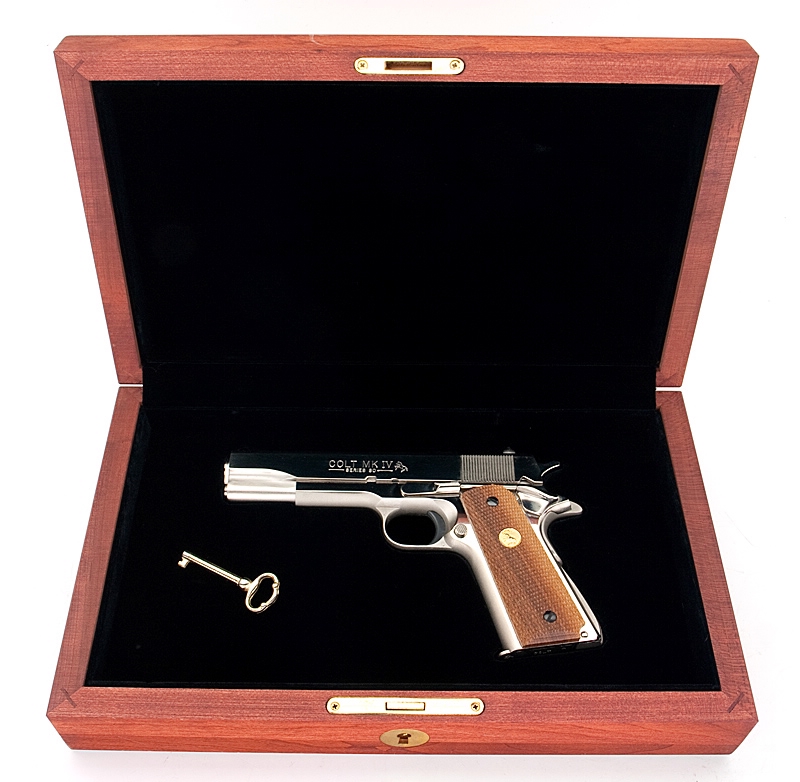 Colt Government Model Mk Iv Series 80 Nickel 45 Acp Pistol In Display