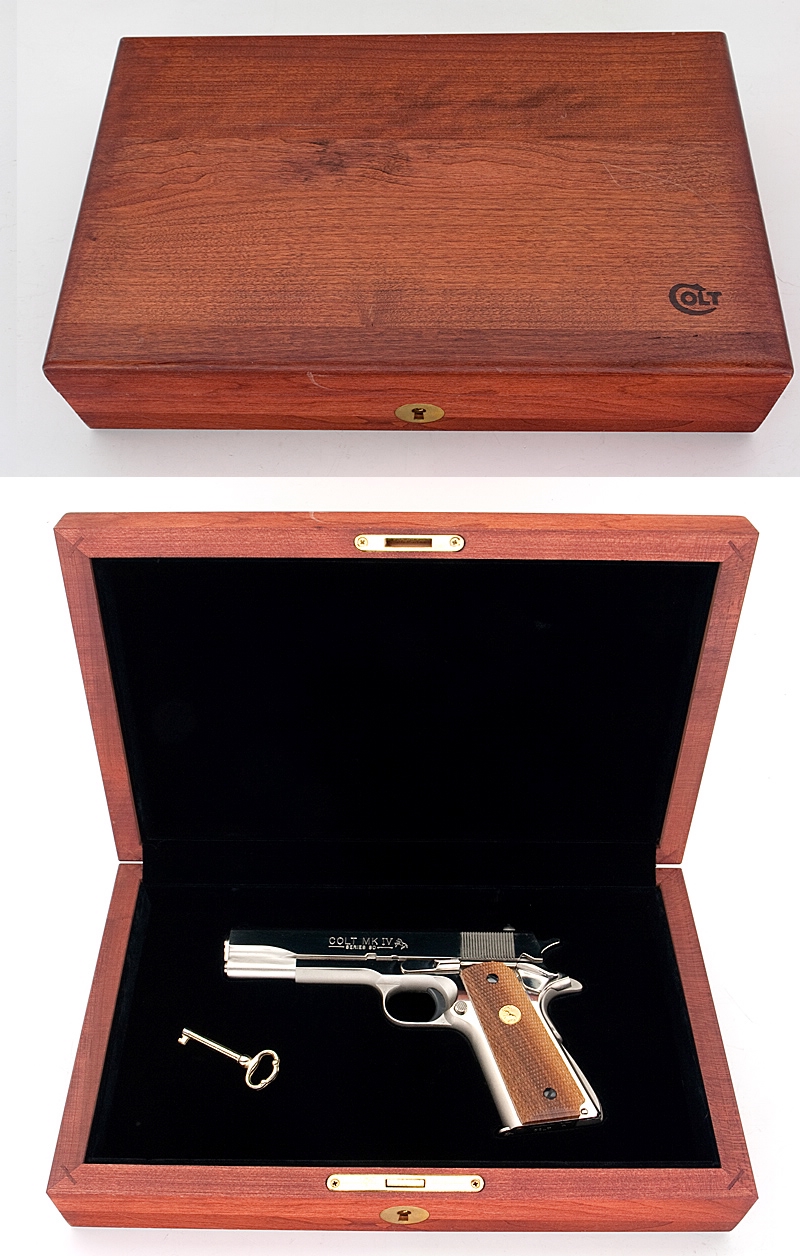 Colt Government Model Mk Iv Series 80 Nickel 45 Acp Pistol In Display