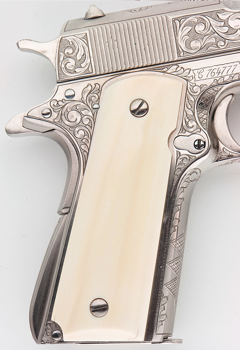 Colt 1911a1 Govt Customized Engraved Nickel Ivory Grips 45 Acp Gorgeous Pistol - Picture 7
