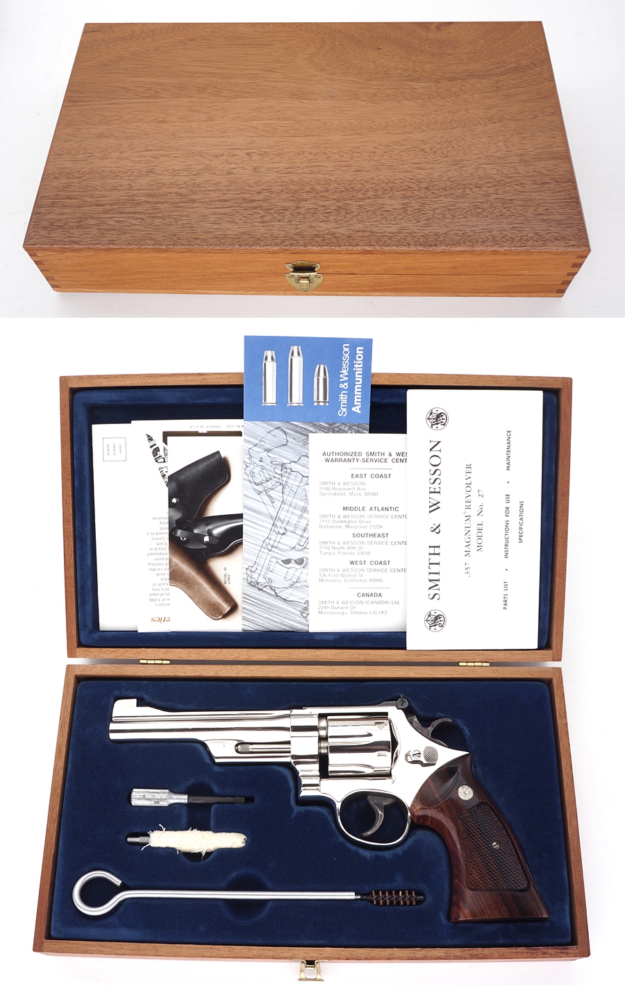 Smith & Wesson Model 272 Nickel Target Revolver 357 Mag Walnut Display