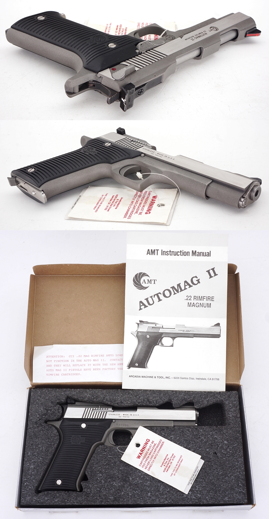 Amt Automag Ii 22 Magnum Med Size Semiauto Stainless Target Pistol Lnib For Sale At Gunauction 3932