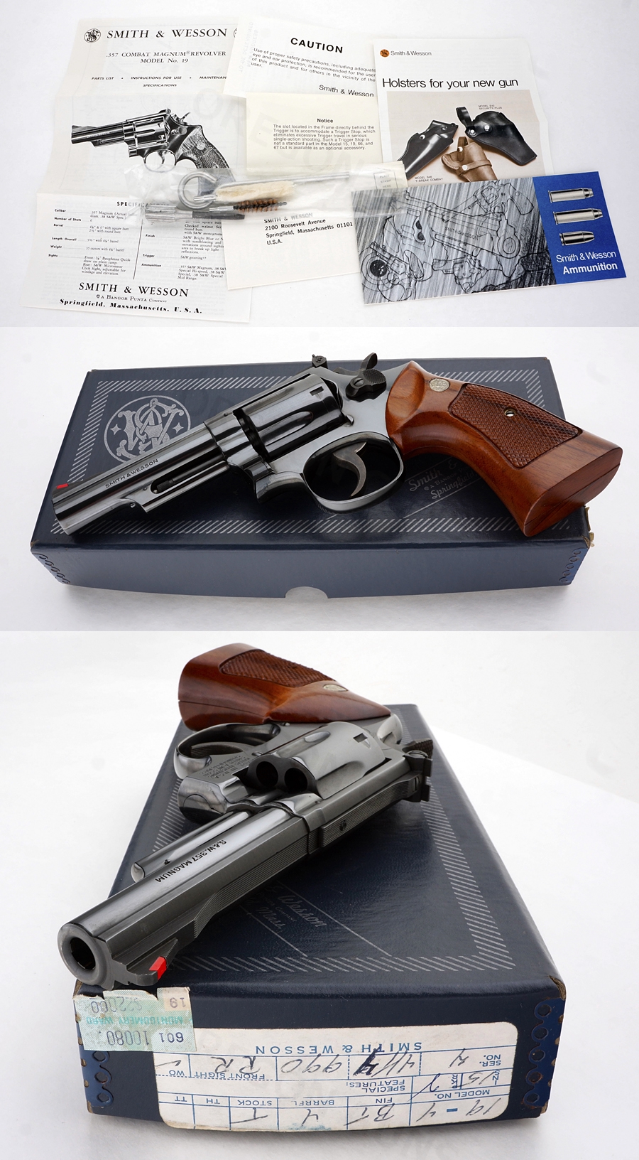 Smith & Wesson S&W Model 19-4 Combat .375 Magnum Revolver Blue Finish ...