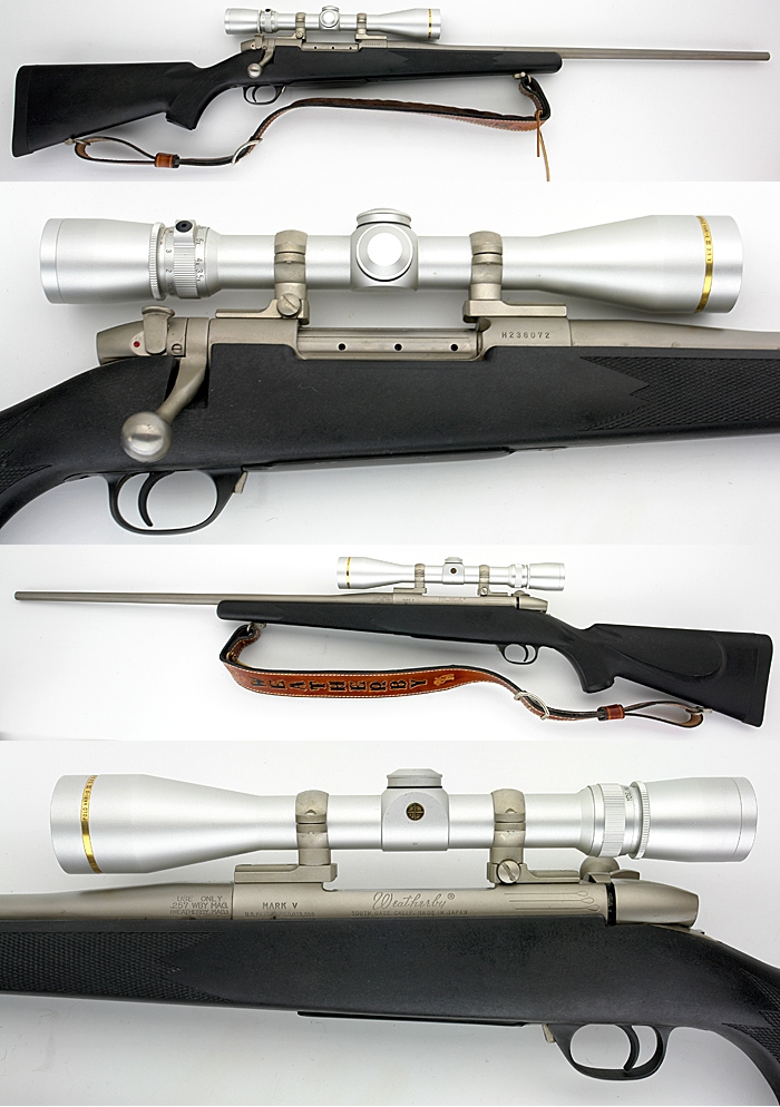 WEATHERBY MARK V ALASKAN 257 WBY MAG NICKEL, SYNTHETIC STOCK, LEUPOLD SCOPE