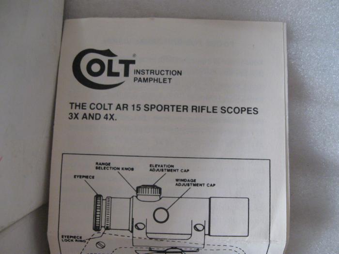 Colt Original Ar15 3x20 Scope Box & Instructions For Sale at GunAuction
