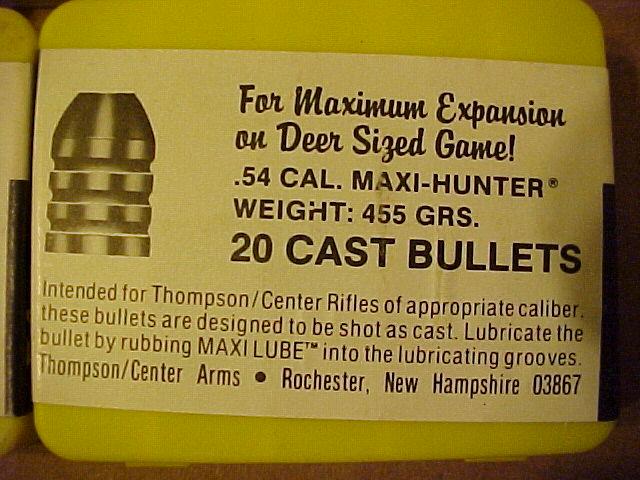 60 Rds Thompson Center 54 Cal Maxi-Hunter Bullets For Sale at ...