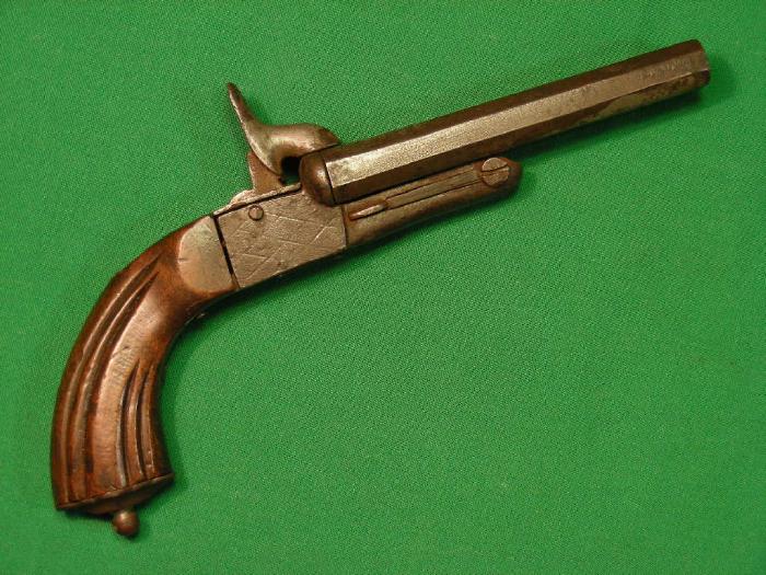 Unmarked European Antique Double Barrel Pinfire Pistol 36 Cal No Rsv