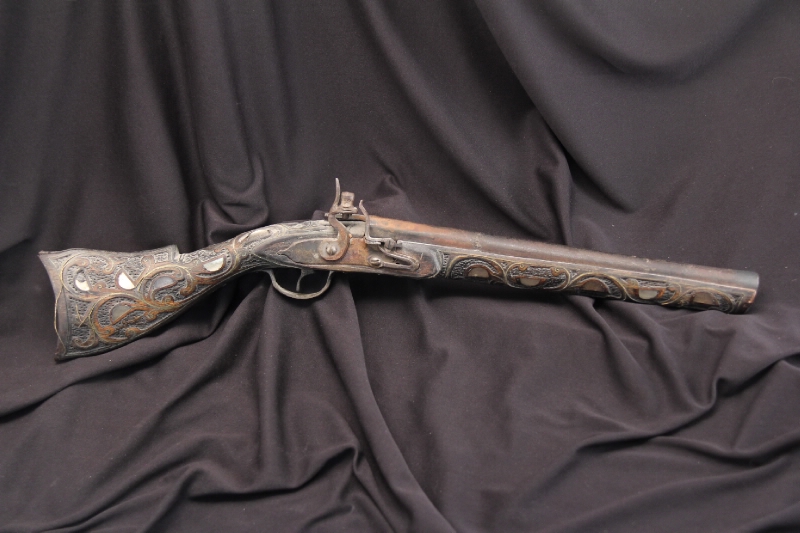 Unmarked Flintlock Rifle Wall Hanger / Decorator, Inlaid Stock For Sale ...