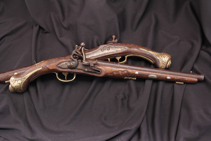 Pair Of Flintlocks Replicas Highly Embellished Middle Eastern Pistols
