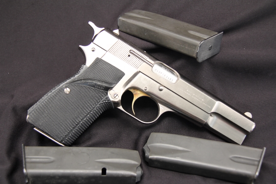 Rare Belgian Browning Hi-Power Nickel/Silver Chrome 9mm Semi-Auto ...