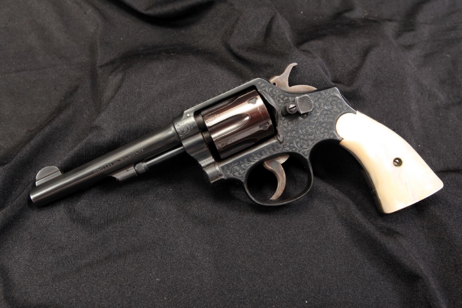 Smith Wesson Victory Model 38 S W 38 380 Engraved Revolver British Proofs For Sale At Gunauction Com