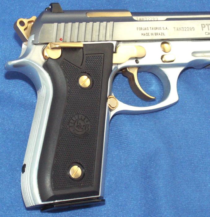 Taurus pt 92 stainless pistol gold accents acc rail nib for sale at