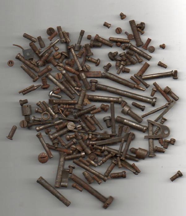 Mixed lot of old gun screws and bolts