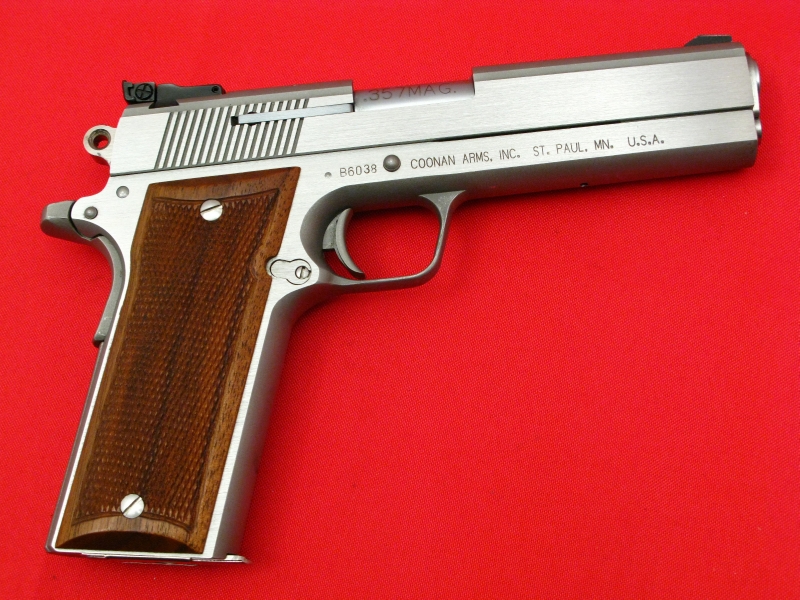 Coonan Arms - Model B .357 Magnum 1911...Stainless, Adj. Sights, Walnut ...