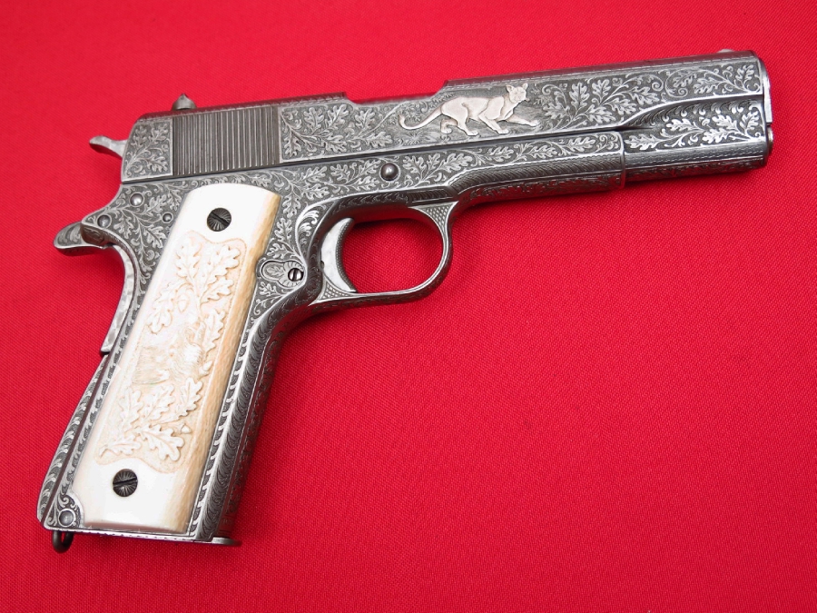 Colt 1911a1 U.S. Army .45 Wwii...Vintage German Engraving, Ivory Grips