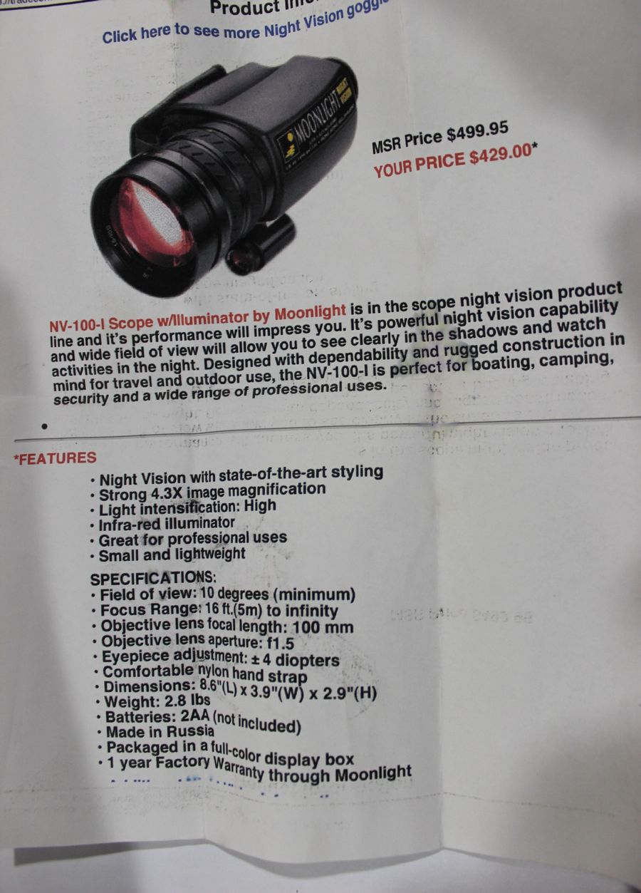 Zenit Moonlight NV100 Night Vision Optics Picture 7
